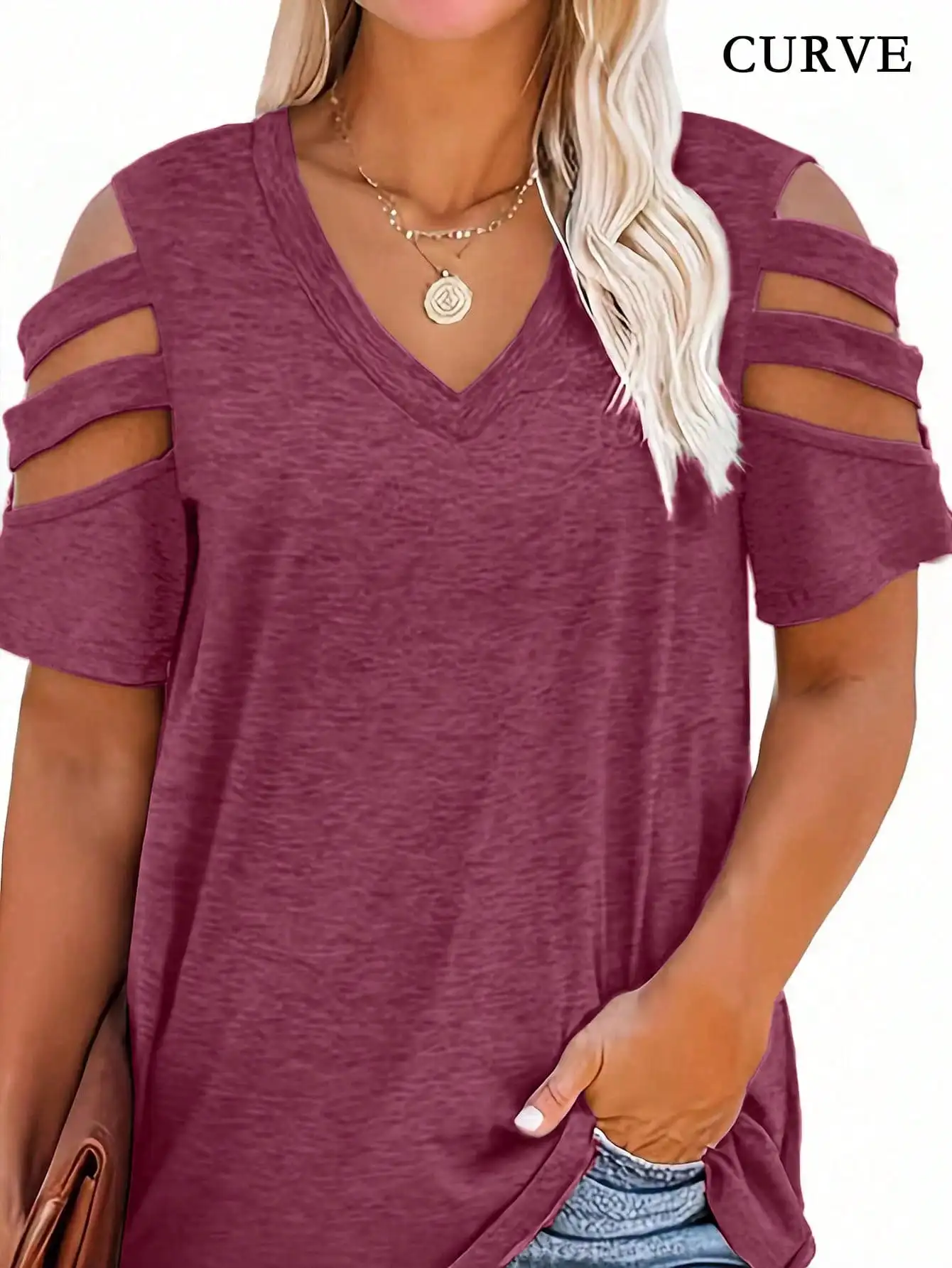 Blouse Off Shoulder - Kadın Moda Artı Boyutu 1XL-5XL V