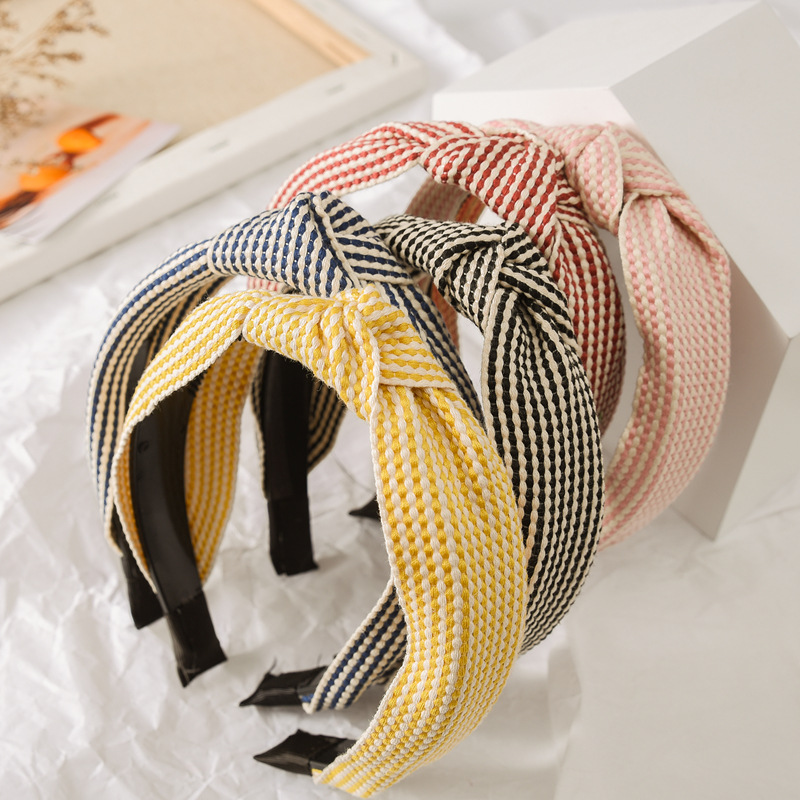 Headband Summer Knit - Geniş Kenarlı Kareli Saç Bandı Kadınlar