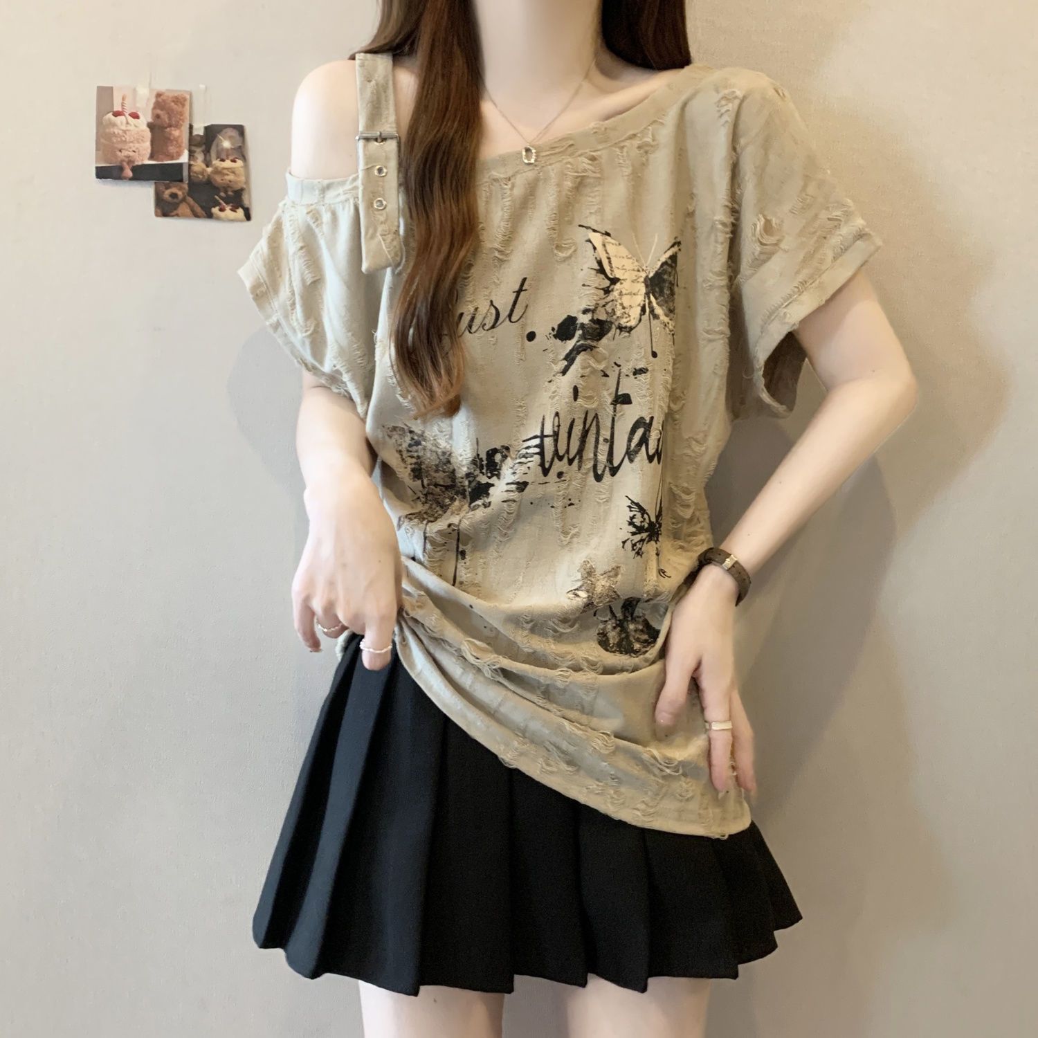 Blouse Off Shoulder - Büyük beden kadın yazlık yeni bol