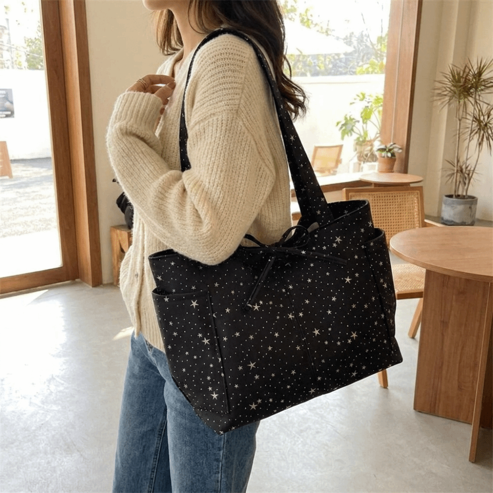 Tote Bag Beach - Retro Parlak Yıldız Omuz Çantası Kore