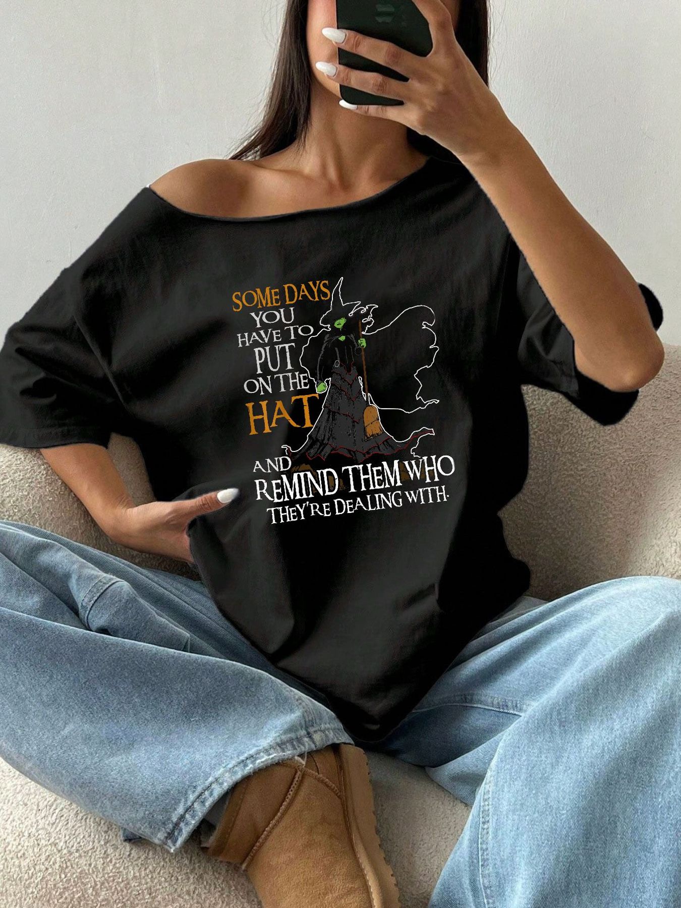 Blouse Off Shoulder - %100 Pamuk Büyük Beden Cadılar Bayramı