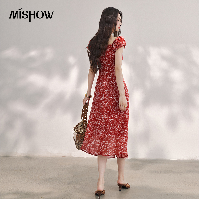 MISHOW kadın Vintage Kırmızı Ç - Midi Skirt Floral incelemesi ve fiyatı
