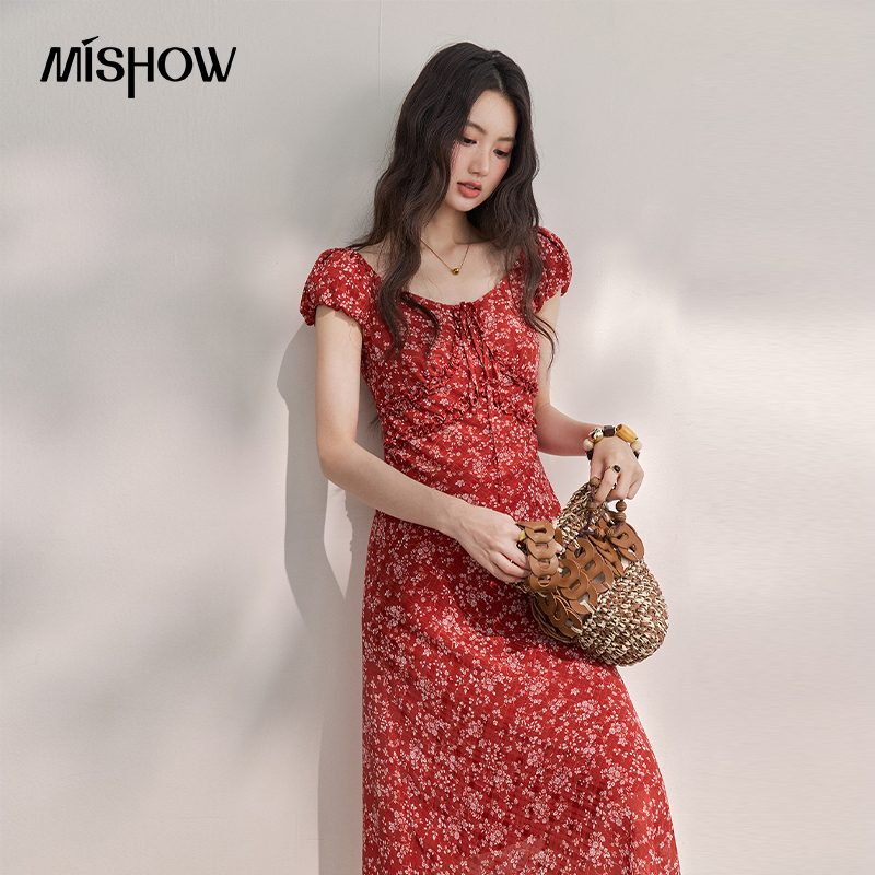 MISHOW kadın Vintage Kırmızı Ç - Midi Skirt Floral incelemesi ve fiyatı